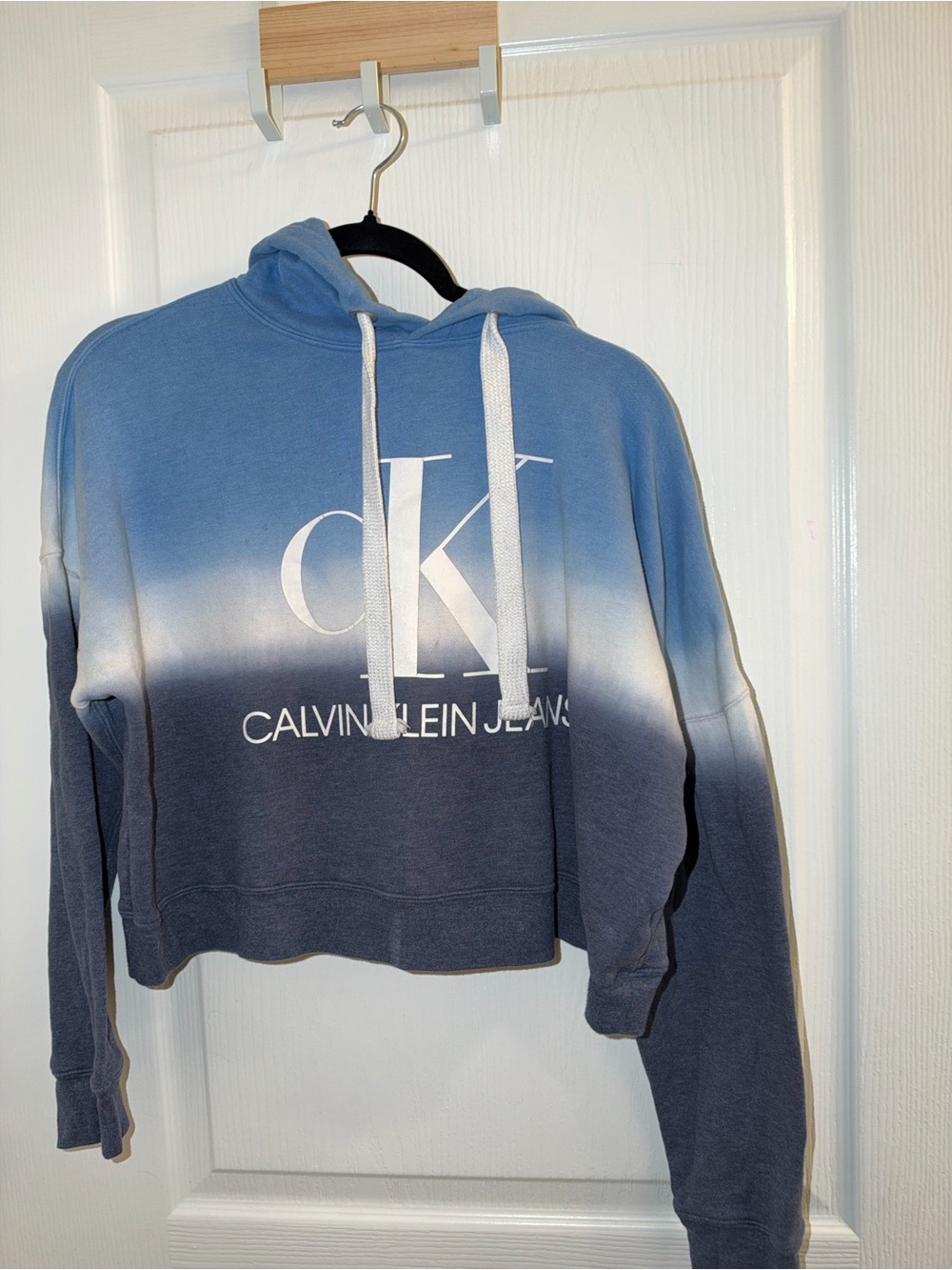 Calvin Klein Jeans Blue Ombre Cropped Sweatshirt Hoodie